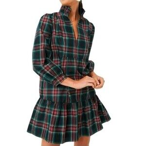 Tuckernuck Highland Tartan Royal Plaid Shirt Dress Long Sleeve Preppy Size M